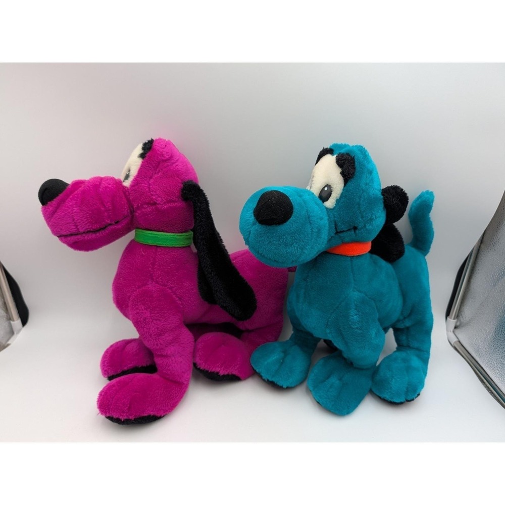 Liberty Toy Dog Plush Lot of 2 Teal Purple 1998